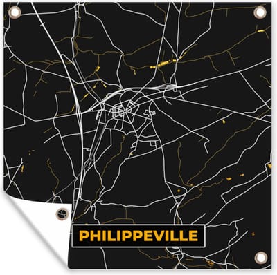 Tuin poster Goud - Philippeville - Plattegrond - Kaart - Stadskaart - 200x200 cm - Tuindoek