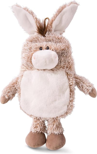 Famanu - Ezel pluche warmwaterkruik 350ml – 2-in-1 knuffel en kruik – grijs design