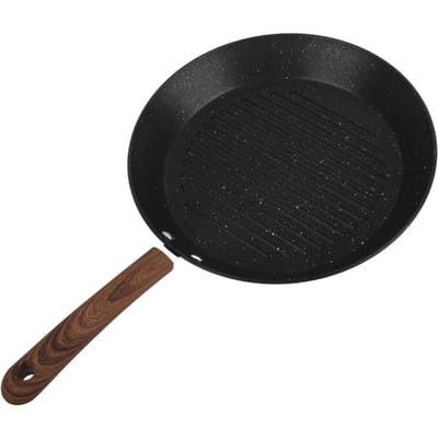 Ronde Grillpan Universeel Anti-aanbak Multifunctioneel Platte Bodem Koekenpan voor Ontbijt black