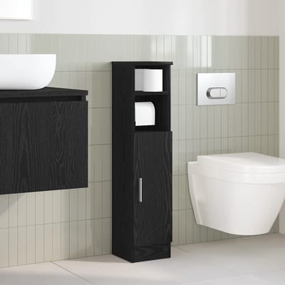 vidaXL - Badkamerkast - met - rolhouder - 20,5x22x90 - cm - zwart