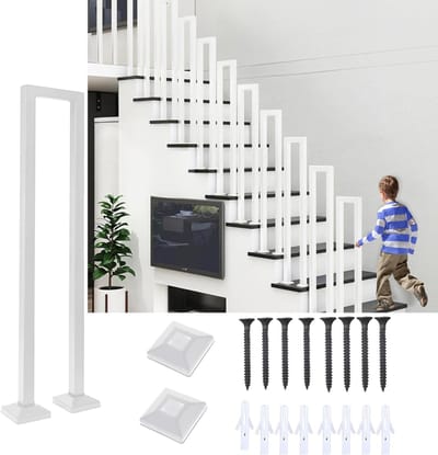 Dailygoods- Trapleuning U-vormig 35-110 cm - Trapleuning binnen/buiten - Leuning voor balkon/tuin - Robuuste ijzeren leuning - Eenvoudige montage - Moderne uitstraling - Leuningen