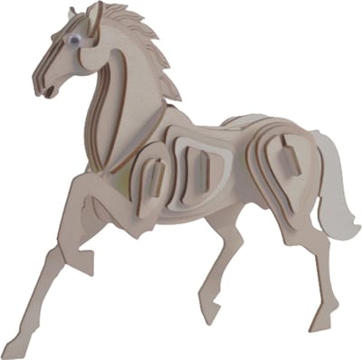 Kitcreatives Houten bouwpakket Paard - Eenvoudig, 35 stukjes - FSC-gecertificeerd