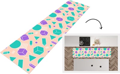 Keukenloper - Loper keuken - Vintage - Patronen - Blokken - 200x50 cm - Keukenloper vinyl