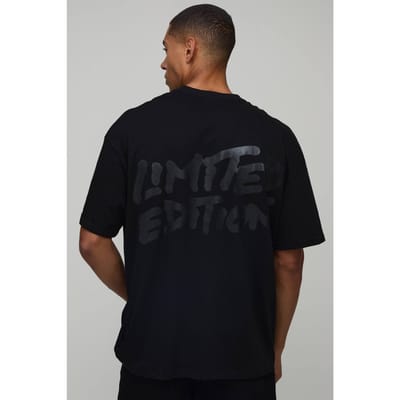 Oversized T-shirt Met Glanzende Print In Beperkte Oplage | Black | Size Large
