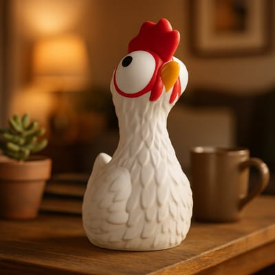 AnimalsAttitude – Kleine Kip Figurine met Middelvinger – 3D-geprint PLA Beeldje – Unique Display Ornament