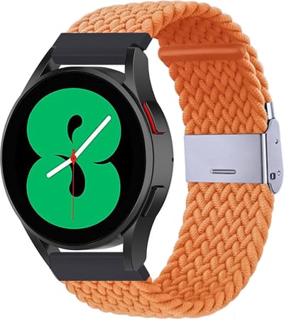 By Qubix - Geschikt voor Garmin bandje - Geschikt voor Garmin Vivoactive 4 / 4L - Braided nylon bandje - Oranje - Smartwatch bandje 22mm