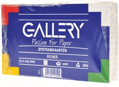 Gallery witte systeemkaarten, ft 7,5 x 12,5 cm, geruit 5 mm, pak van 100 stuks