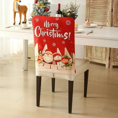 1 stuks Kerst Stoelhoes Stretch Eetkamerstoel Rugbeschermer Keuken Hotel Banket Kerstversiering Afneembaar 1pc red