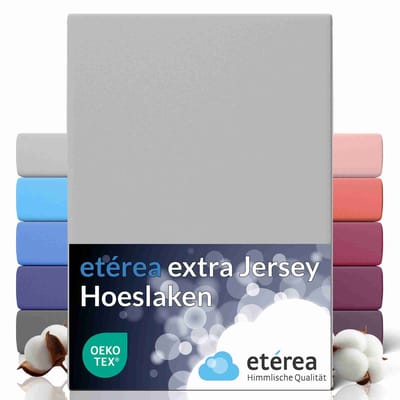 etérea Extra Jersey Hoeslaken 140x200 - 160x220 cm - Oekotex - 100% katoen - bis 35 cm - Zilver