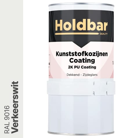 Holdbar Kunststofkozijnen Coating Verkeerswit (RAL 9016) 1 Kg - Kunststof Kozijnen Schilderen - Hecht direct op kunststof - 100% UV-bestendig - kunststof kozijnen verven