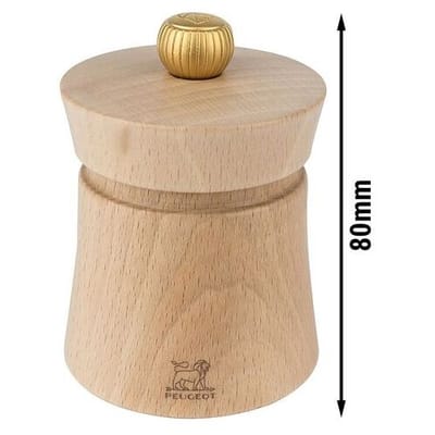 (6 stuks) PEUGEOT BAYA - Zoutmolen - Hout - Natuurlijk - Hoogte: 80mm