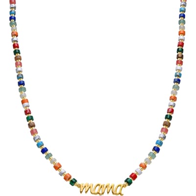 Luxenter Ketting van 925 sterling zilver en veelkleurig kristal met 18-karaats geelgouden afwerking - Mama