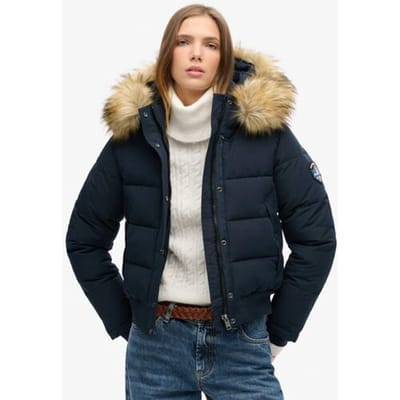 Superdry Everest Hooded Bomber Jas Blauw Grootte: 42