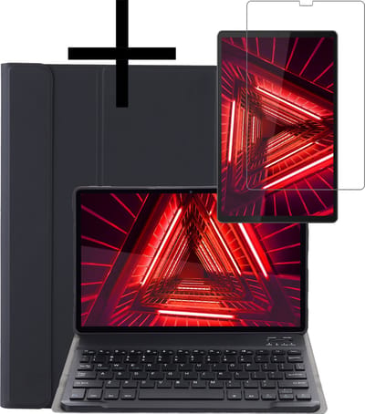 Hoes - Geschikt voor Lenovo Tab M10 FHD Plus (2e / 2nd Generatie) - Met Screenprotector - Keyboard Book Cover - Toetsenbord Case - Hoesje - Zwart