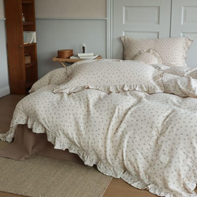 Retro Klein Fris Puur Katoen Gekreukt Gaas Dekbedovertrek Zacht En Huidvriendelijk Katoen Dubbellaags Garen 4-Delige Set 0.9-1 bed 3pc set quilt1.5*2m