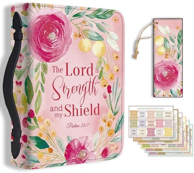Dailygoods- Bijbelcover Rozen Design - PU Lederen Case - Draagtas voor Mannen/Vrouwen - Inclusief Boekenlegger - 5 Vellen Index Stickers - Groot Formaat 28,5cm x 20,3cm x 5,9cm - Bijbeltas