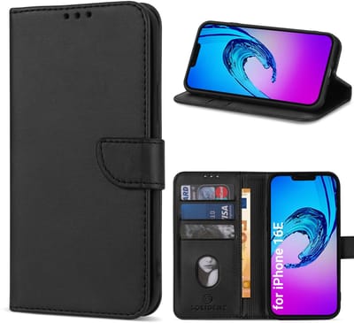 Solidenz hoesje - Geschikt voor Apple iPhone 17e / 16e - Bookcase - Zwart