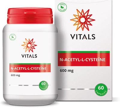 Vitals N-acetyl-L-cysteïne 600 mg - 60 capsules - aminozuren. Geacetyleerde vorm van L-cysteïne in een plantaardige capsule.