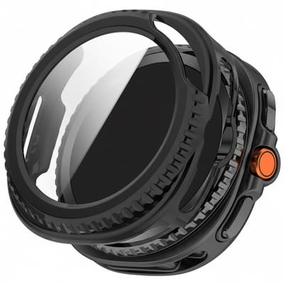 Screenprotector case - geschikt voor Samsung Galaxy Watch 8 Classic - 46mm - full cover hoesje - gehard glas - 46 mm - volledige bescherming - zwart