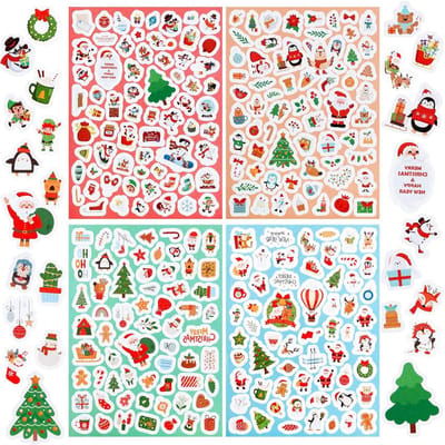Kerststickerset, Zelfklevend, Versiering voor Kaarten, Scrapbooking, Dagboeken, Fotoalbums, Cadeaus en Verpakkingen