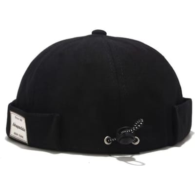 Mode Katoen Meloen Huid Hoed Verstelbare Randloze Docker Cap Effen Kleur Hip Hop Zonnehoed Lente En Zomer black