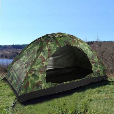 Tente Camouflage Portative de Camping Extérieure pour 2 Personnes Tente Double Couple de Loisirs Protection UV 2 person vert