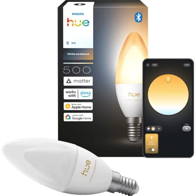 Philips Hue LED kaarslamp - E14 fitting - bevat 1 lamp - aanpasbaar wit licht - slimme verlichting