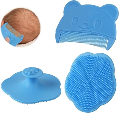 Bergkam - 2 stuks - Kam voor hoofdvet - Babykam om berg te verwijderen - Hoofdhuidje Wassen - Schone baby hoofdhuid - Perfect babyregistry cadeau - Blauw
