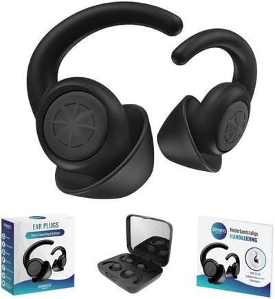 Somnifiq Slaap Oordoppen – Oordopjes Slapen – Snurkgeluidreductie – Earplugs - Gehoorbescherming – Party Plugs - Sleep Plugs - Hoge Geluidsdemping (35dB) - 2 Maten (M/L) - BPA vrije Siliconen - Zwart