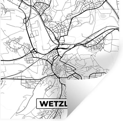 Muurstickers - Sticker Folie - Plattegrond - Wetzlar - Stadskaart - Kaart - 100x100 cm - Plakfolie - Muurstickers Kinderkamer - Zelfklevend Behang XXL - Zelfklevend behangpapier - Stickerfolie