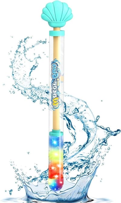 Elektrische Waterspuit - Waterpistool Kinderen - Buiten Spelen - Oplichtende LED-verlichting - 36 cm - Cyaan Blauw