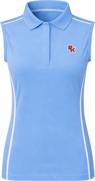 PK International - Performance Polo - Mouwloos - Lichtblauw - Sky Blue - Stretchstof - Fluoriserende PK badge - Copain- XS/34