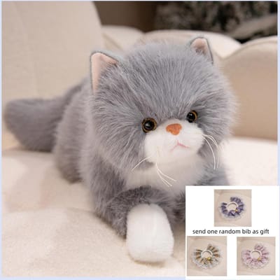 Levensechte Zwarte Pluizige Kat Knuffels Realistische Pluizige Liggende Kat Knuffeldier Verjaardag Kerstcadeaus 50cm no sound