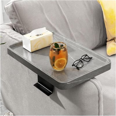 Bank Armleuning Tafel - Lade Dienblad - Ontspannen op bank - Verstelbare clip - 38.5x26.5cm - Grijs