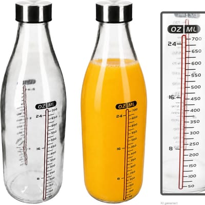 2er Set FLASCHE ORGANIC 1L met deksel & schaal van glas – 67364
