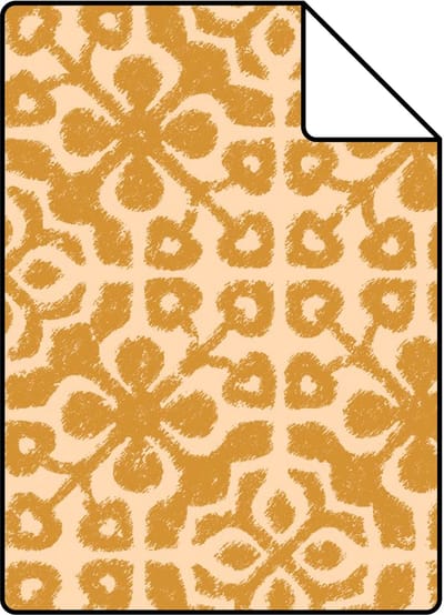 Proefstaal ESTAhome behang verweerde tegels okergeel - 26.5 x 21 cm - 131480-S