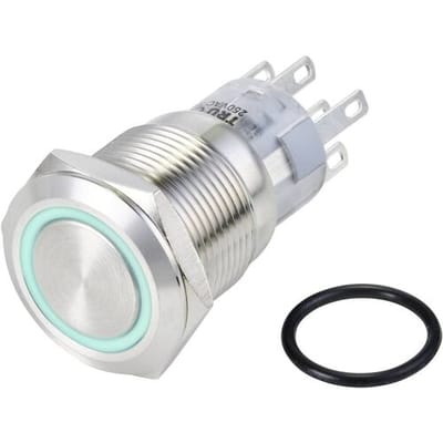 TRU COMPONENTS TC-10090968 LAS1-AGQ-22E/B/24V/S Vandalismebestendige druktoets 250 V/AC 3 A 2x aan/(aan) Moment Blauw IP65 1 stuk(s)
