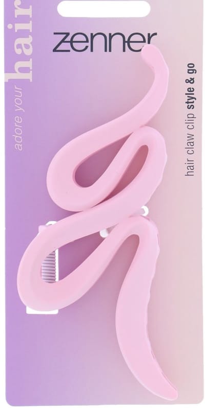 Zenner style & go - hair claw clip wavy curly - roze - haarclip haarklem - golf - kunststof