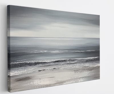 Saammp Canvas Schilderij - Grijs - minimalistisch - Landschap - Abstract kunstwerk - 45x30 - Foto op canvas - Wanddecoratie - Muurdecoratie Woonkamer - Slaapkamer decoratie - Canvas Print