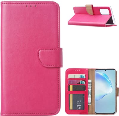 Hoesje Geschikt Voor Samsung Galaxy S20 Plus Boek hoesje met Pasjeshouder - Roze/Pink