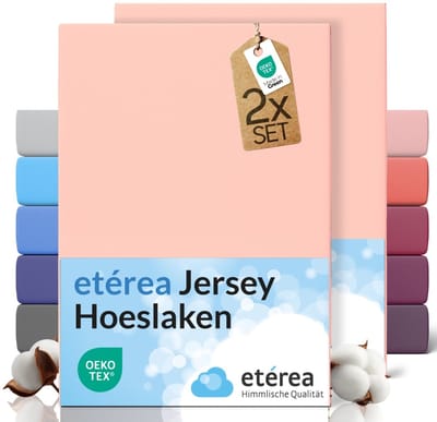 etérea Jersey hoeslaken 2-pack 140x200-160x200 cm (hoek 25 cm) 100% katoen - Zachtroze