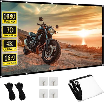 Draagbaar Projectiescherm - Beamer Scherm - Binnen Buiten Gebruik - Dubbelzijdig Projectie - 110 Inch 16:9 - Wit