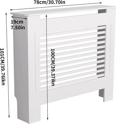 Eszenzics™ Slanke Radiatorombouw - Model Horizontaal S - Stabiele MDF uitvoering - Decoratief wit - Plintuitsparing - 101x78x19 cm