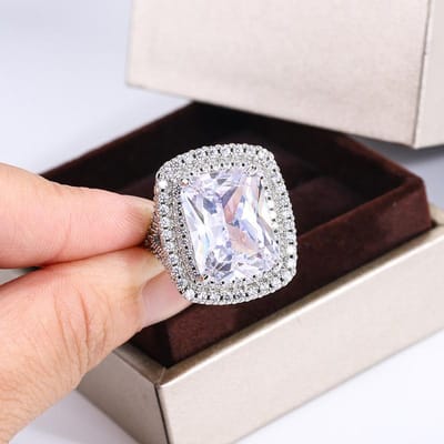 Flash Diamant Vierkante Princess Ring Europese en Amerikaanse Mode Vrouwen Verloving Voorstel Diamantring No. 10 black