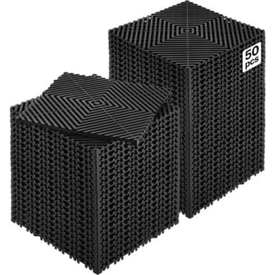 VEVOR Interlocking Drainage Mat Douchemat 31 x 31 cm Modulaire Interlock Vloermatten, 50 Stuks Splitsbare Drainagematten, Antislip Drainage Vloertegels, voor Garage Tuin Zwart