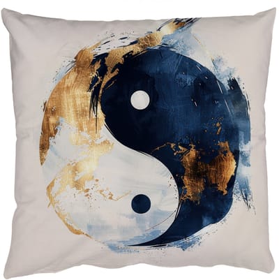 Sierkussens - Kussentjes Woonkamer - 50x50 cm - Yin Yang - Abstract - Zwart - Wit - Goud