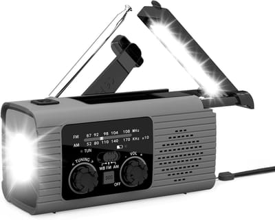 Noodradio - Zonne-energie Radio - Noodsituaties Voorbereiden - Drie Oplaadopties - Compact Formaat - Grijs