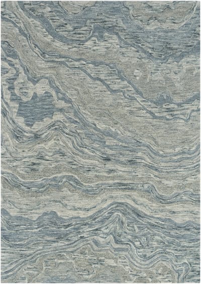 Nourison Graceful Blue GRU01 Vloerkleed - 114 x 175 cm - Blauw - Rechthoekig, Loper - Wol - Eetkamer, Woonkamer, Slaapkamer - Abstract - Landelijk, Modern