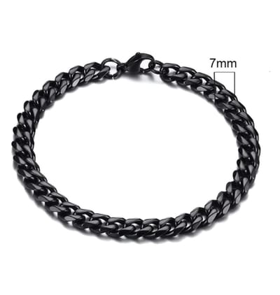 Cabantis Cubaanse Armband - Armband Dames - Armband Heren - 7mm breed Zwart