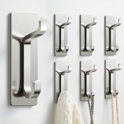 Dailygoody - Wandhaakjes voor Jassen - Lijmhaakjes voor Deuren - 6 kg Draagkracht - Zilver - Handdoeken - Geschikt voor Badkamer en Kinderkamer